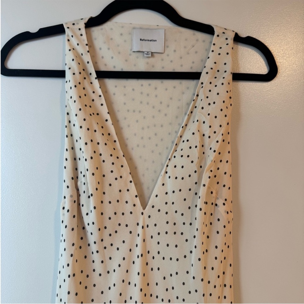 Reformation Cream and Black Polka Dot Dress